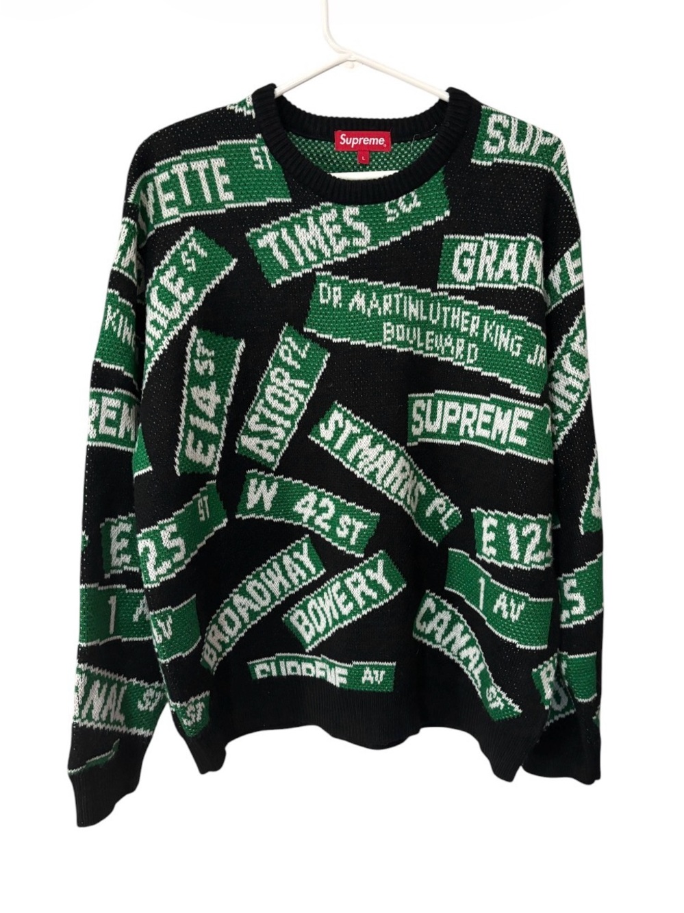Supreme Street Sign Knit Crewneck Sweater Sz L